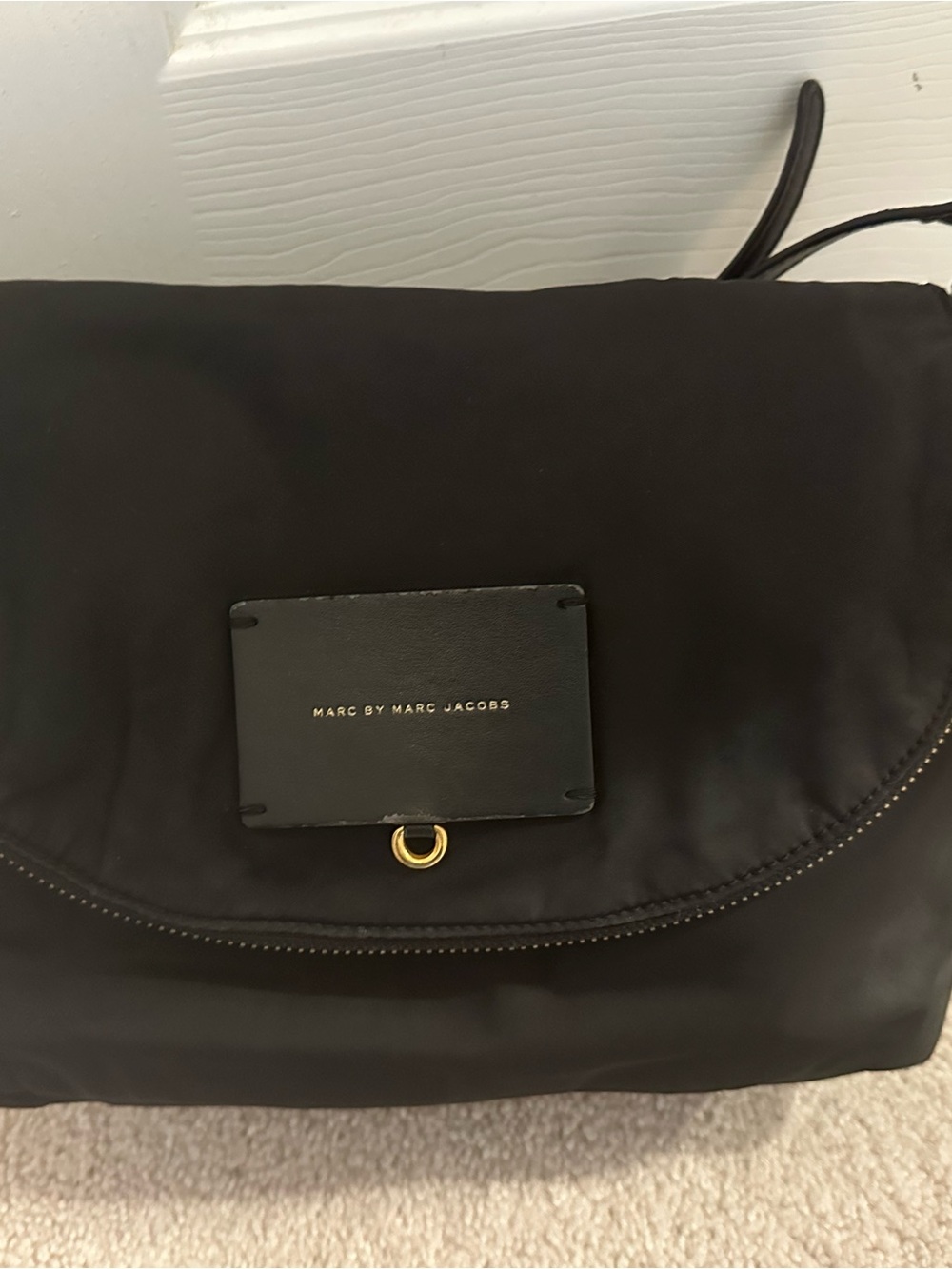 Marc by Marc Jacobs Black Nylon Flap Crossbody with Gold Accent